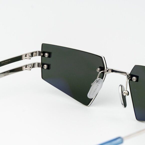 Balmain Women Sunglasses Titanium Silver Blue Mirror Geometric FIXE BPS-123E-54 - Picture 9 of 13